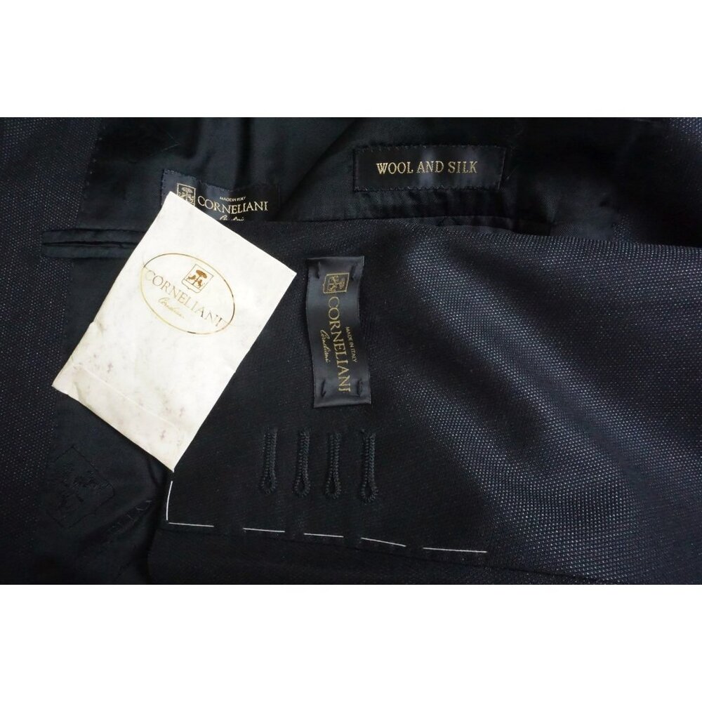 Corneliani Charcoal Woven Silk Blend 2 Pc Suit Jacket Pants 44R BRAND NEW